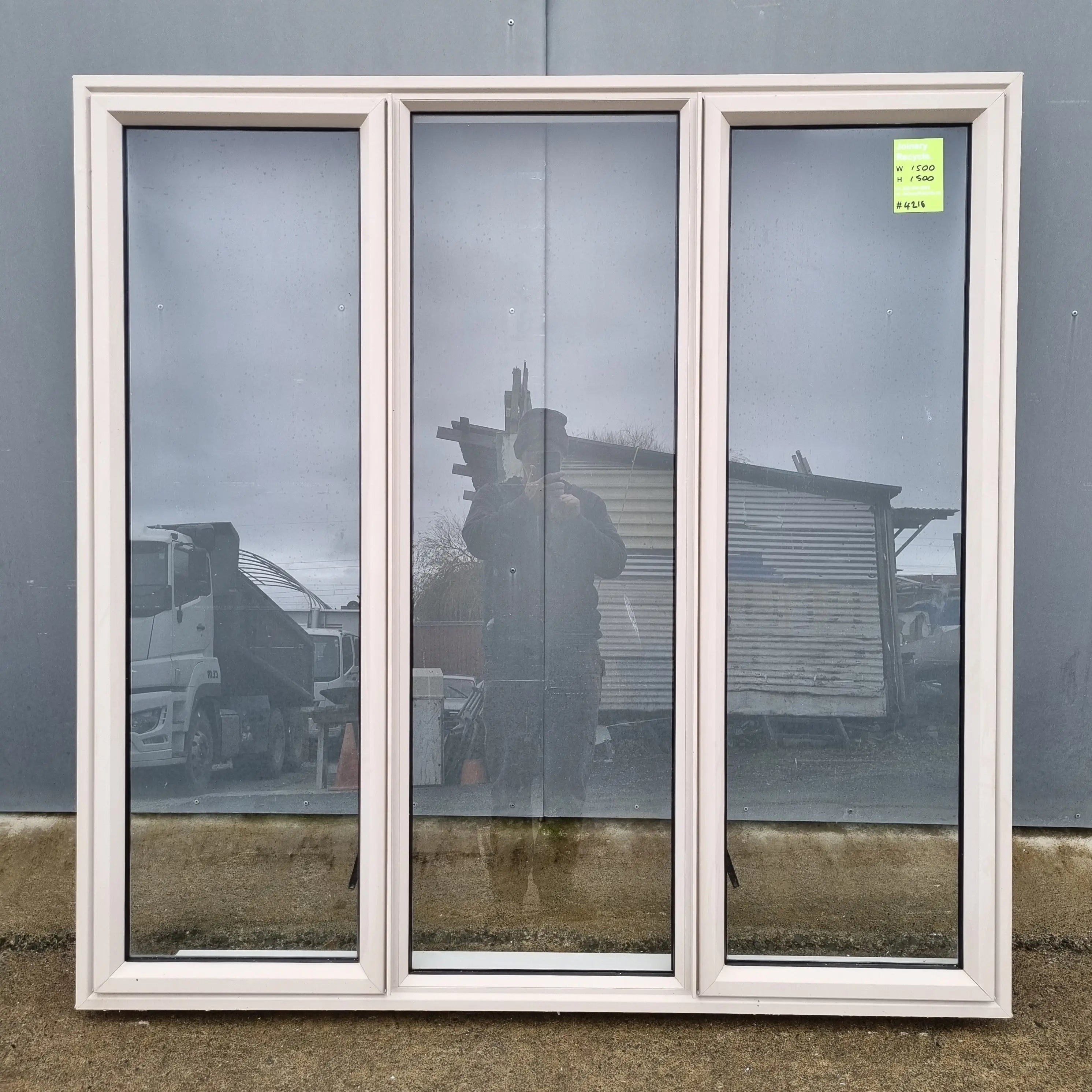 Aluminium Window Desert Sand  1500 W  x  1500 H  [#4216 SF] Joinery Recycle