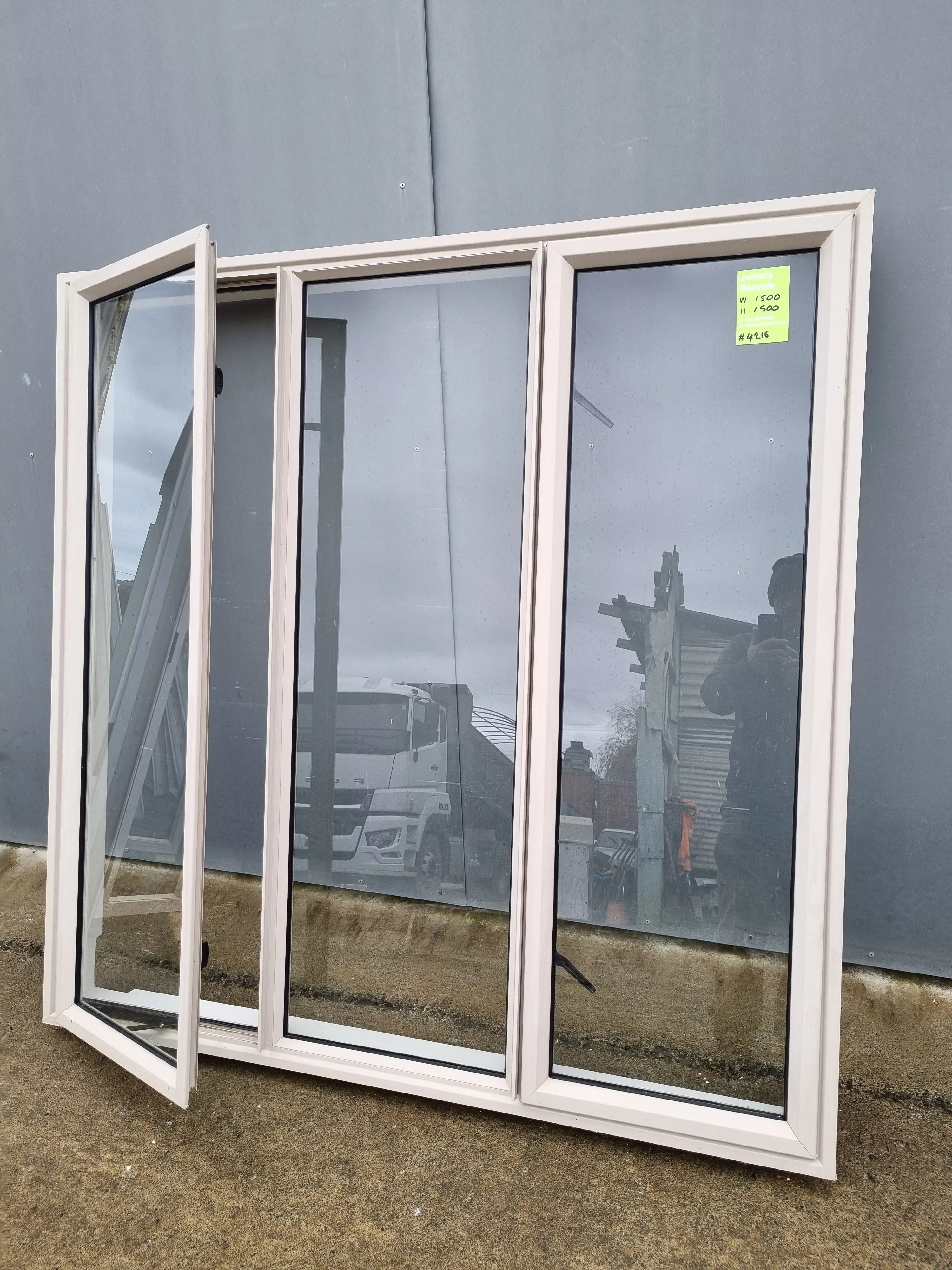 Aluminium Window Desert Sand  1500 W  x  1500 H  [#4216 SF] Joinery Recycle