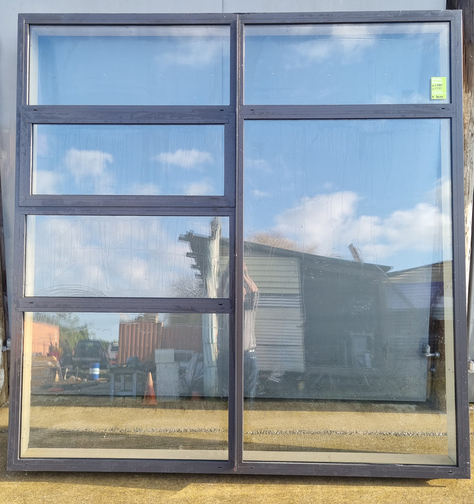 *NEAR NEW*  Aluminium Window DOUBLE GLAZED Ironsand 2380w x 2430h [#3648 SF] Joinery Recycle