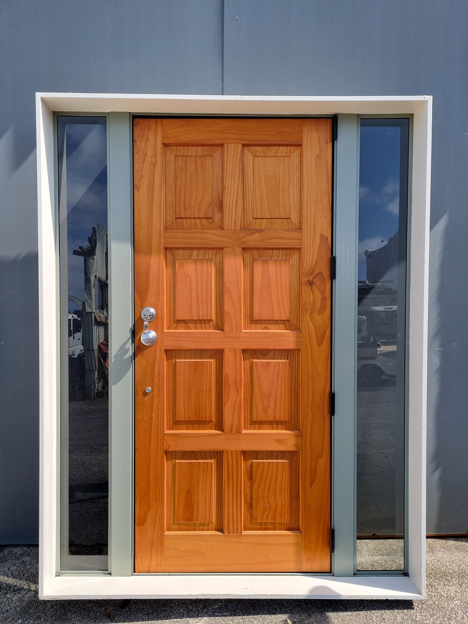 Solid Wood Entrance Door with SideLight and Security Door 1590 W x2050 H [#4428 SF] Joinery Recycle