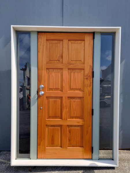 Solid Wood Entrance Door with SideLight and Security Door 1590 W x2050 H [#4428 SF] Joinery Recycle