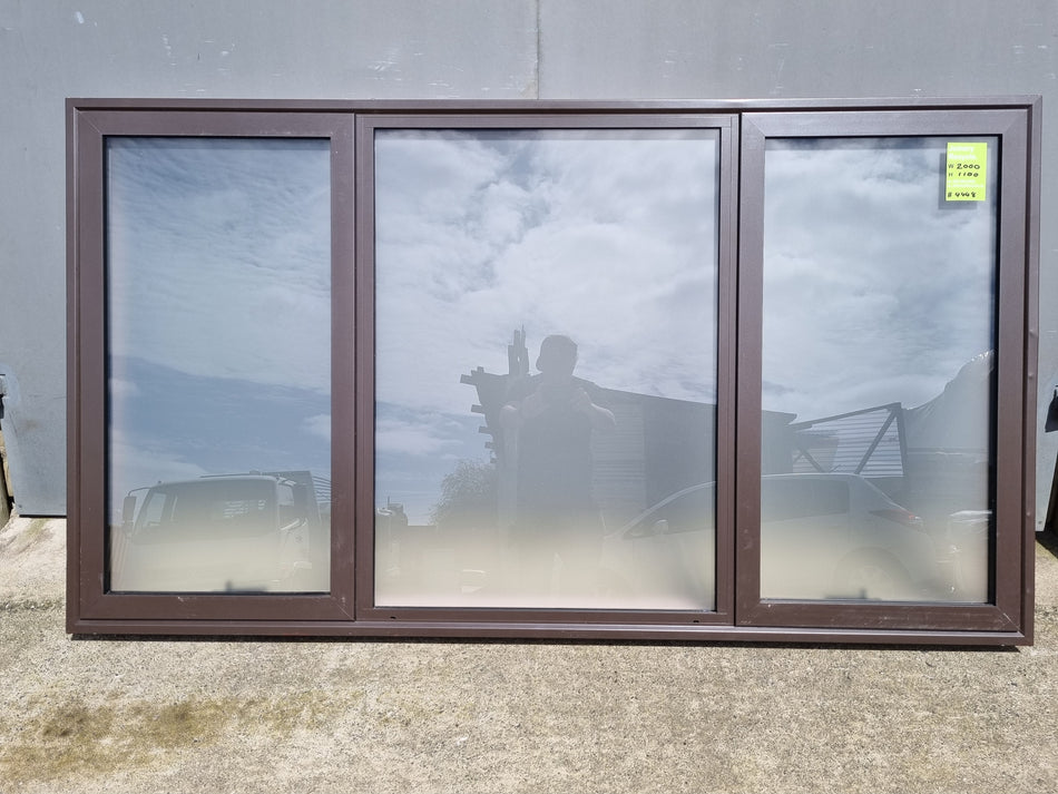 Aluminium Window DOUBLE GLAZED Brown   2000 W  x  1100  H  [#4448 SF] Joinery Recycle