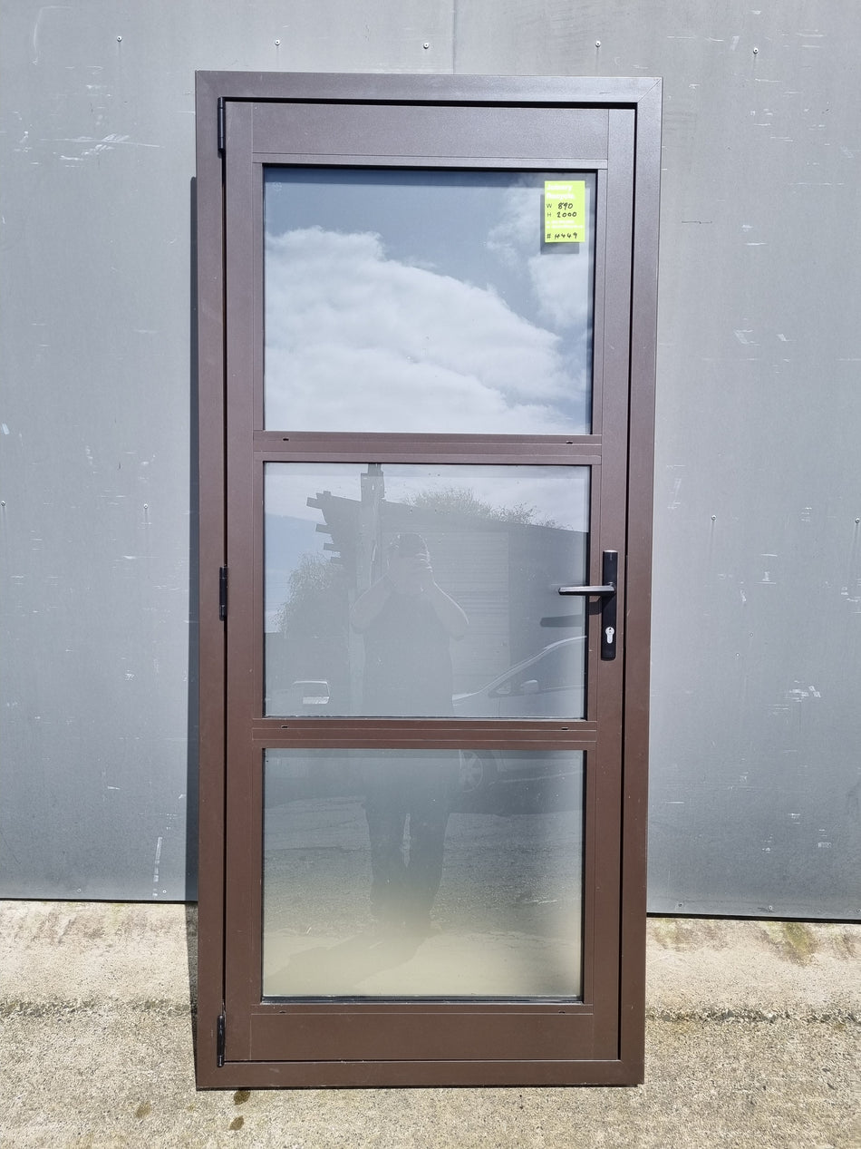 Aluminium Single Door DOUBLE GLAZED Brown  890  W  x  2000  H  [#4449 SF] Joinery Recycle