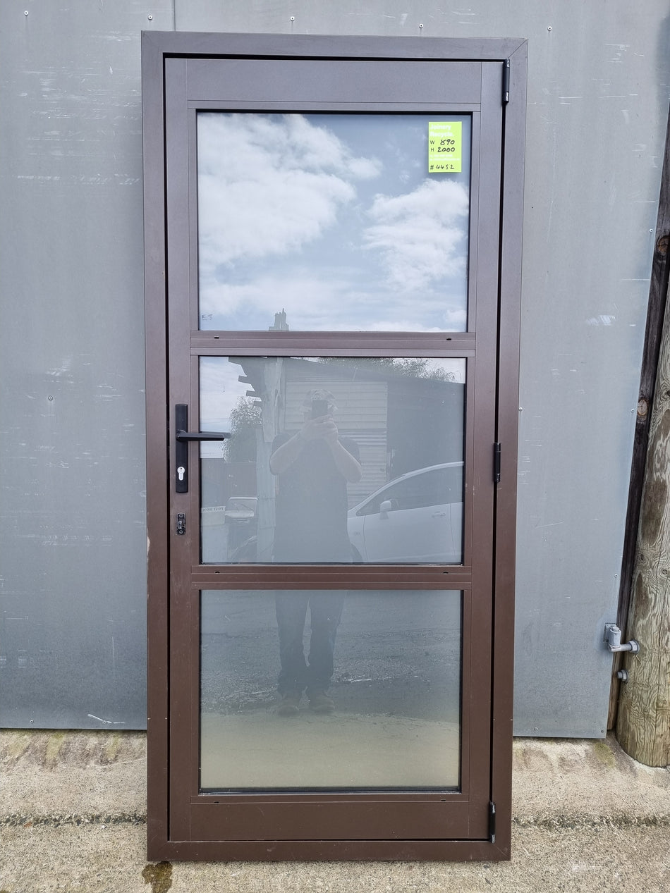 Aluminium Single Door DOUBLE GLAZED Brown  890 W x 2000 H  [#4452 SF] Joinery Recycle