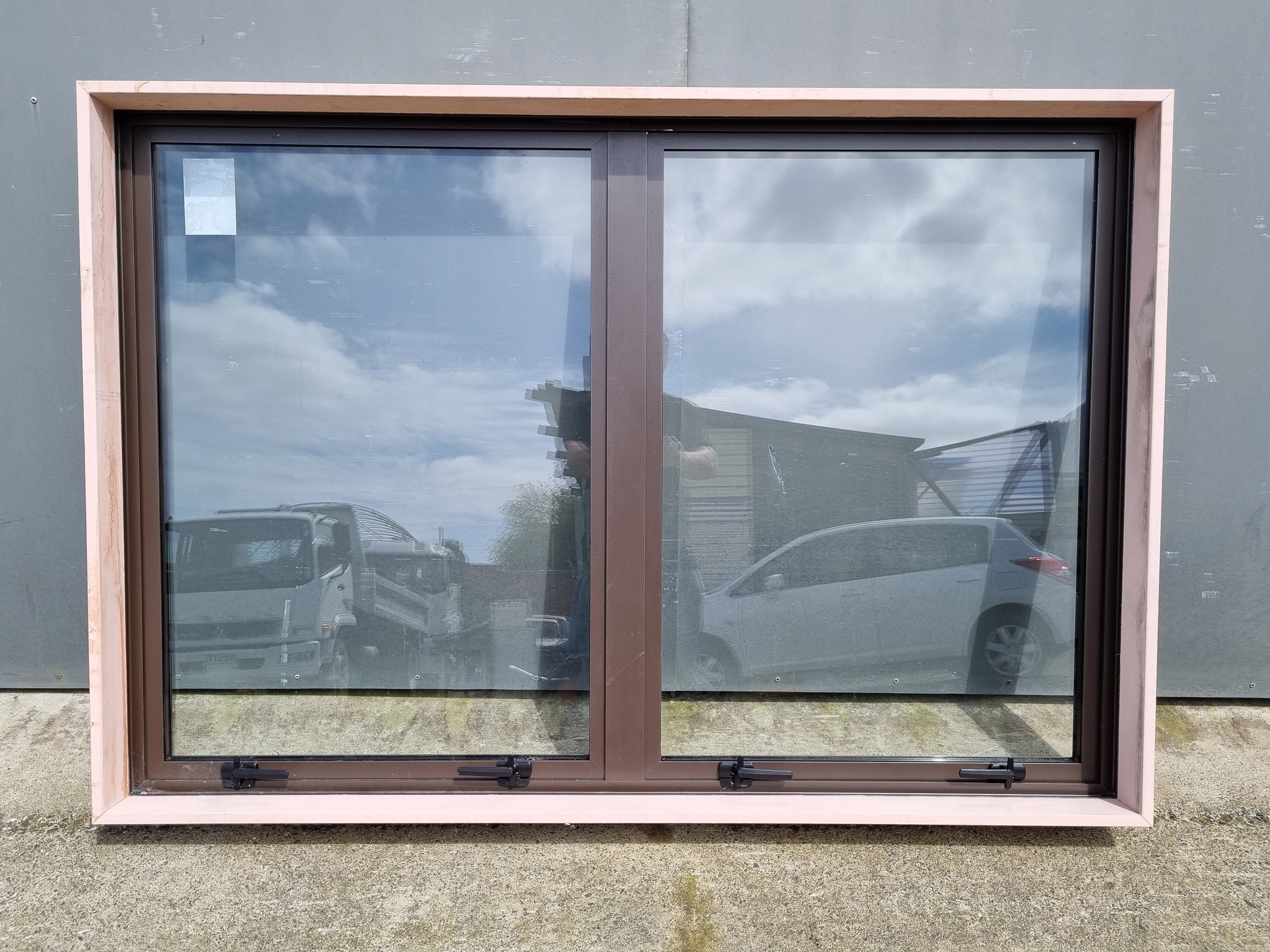 Aluminium Window DOUBLE GLAZED Brown   1600 W  x  1100 H  [#4453 SF] Joinery Recycle