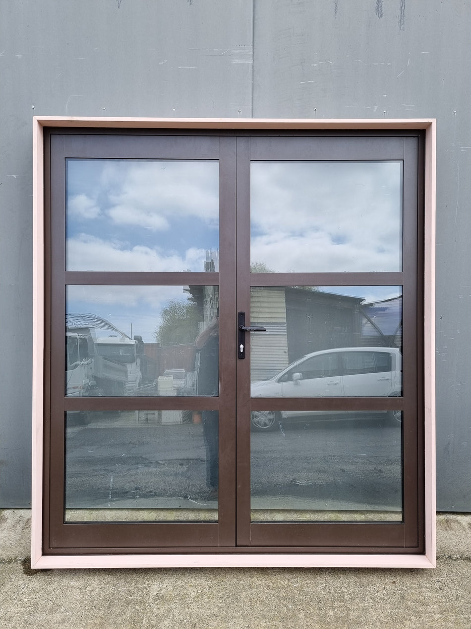 FRENCH DOORS - DOUBLE GLAZED Brown  1800 W  x  2000 H  [#4458 SF] Joinery Recycle