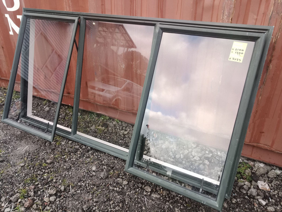 Aluminium Window Dark Green 2100 W x 1100 H  [#3439SF] Joinery Recycle