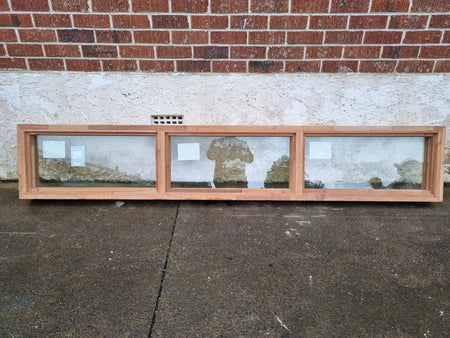 *NEW* Wooden Window with Pyrobel Fire Resistant Glass 2420 W x 420 H [#3918] Joinery Recycle