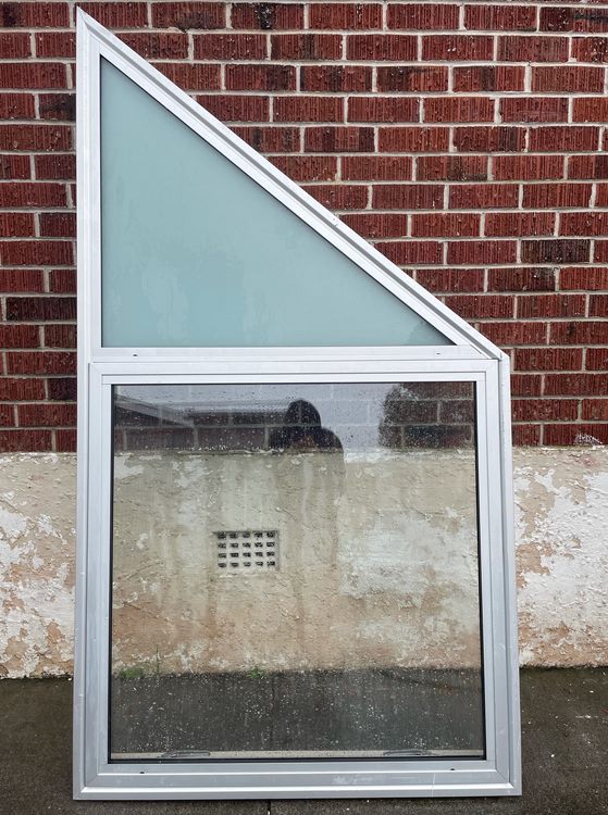 Raked DOUBLE GLAZED Aluminium Window 1000 W x 1000/1840 H [#2159] Joinery Recycle