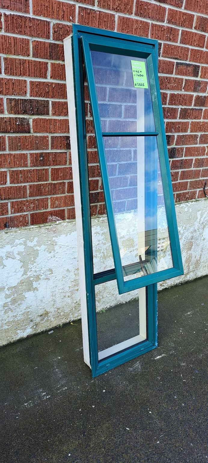 Green Aluminium Window 420 W x 1600 H  [#2555] Joinery Recycle