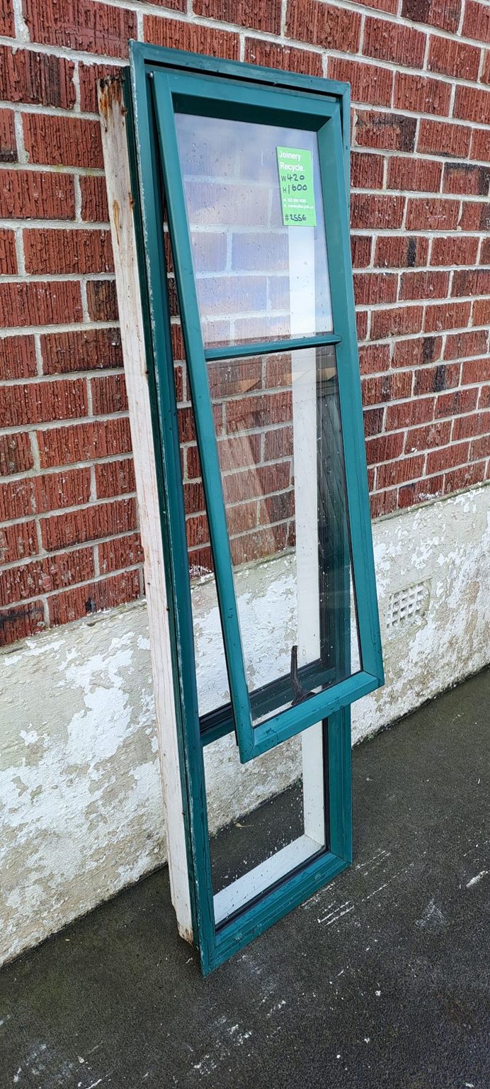 Green Aluminium Window 420 W x 1600 H  [#2556] Joinery Recycle