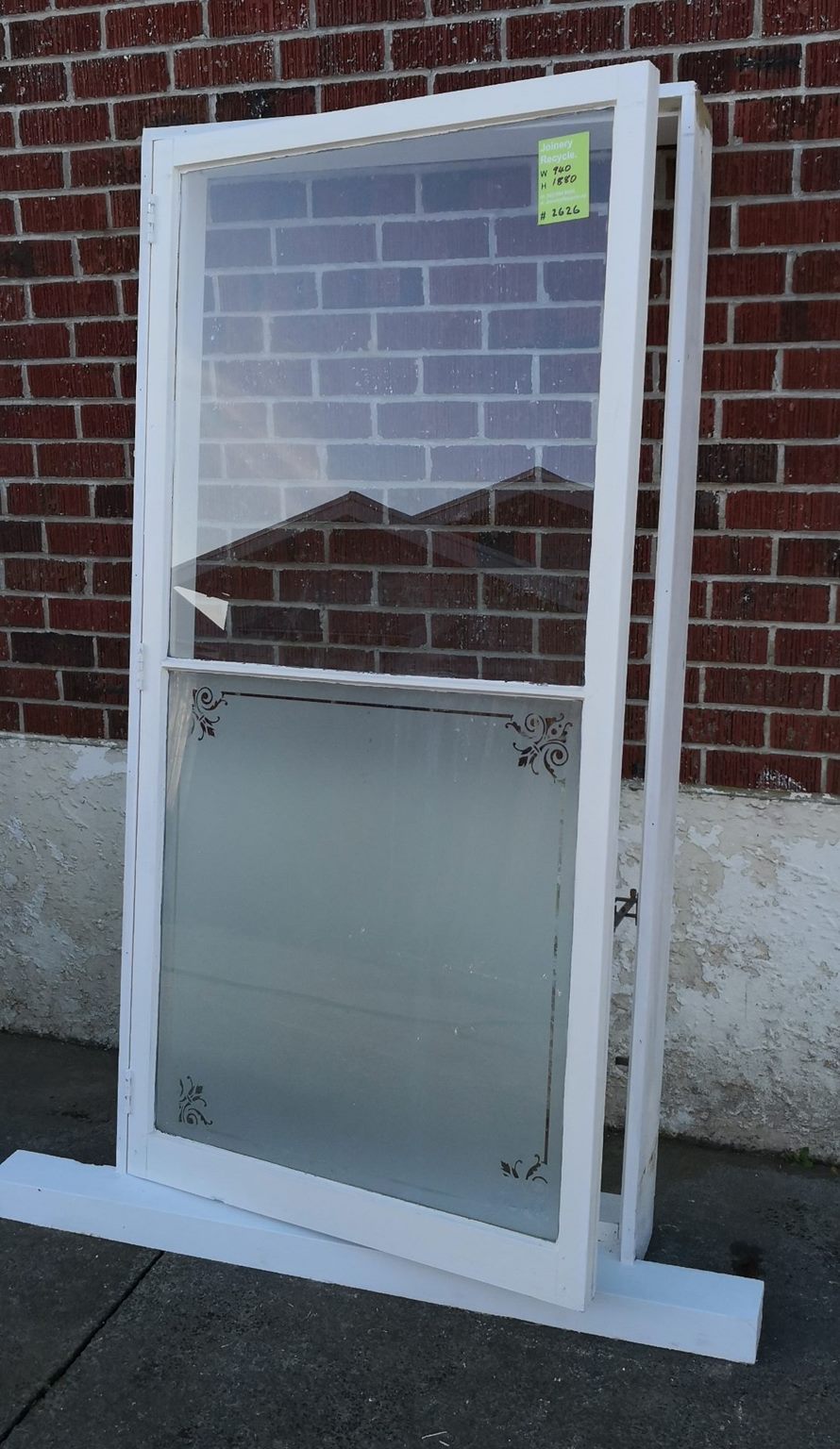 Etched Glass Privacy Wooden Window 940 W x 1880 H [#2626] Joinery Recycle