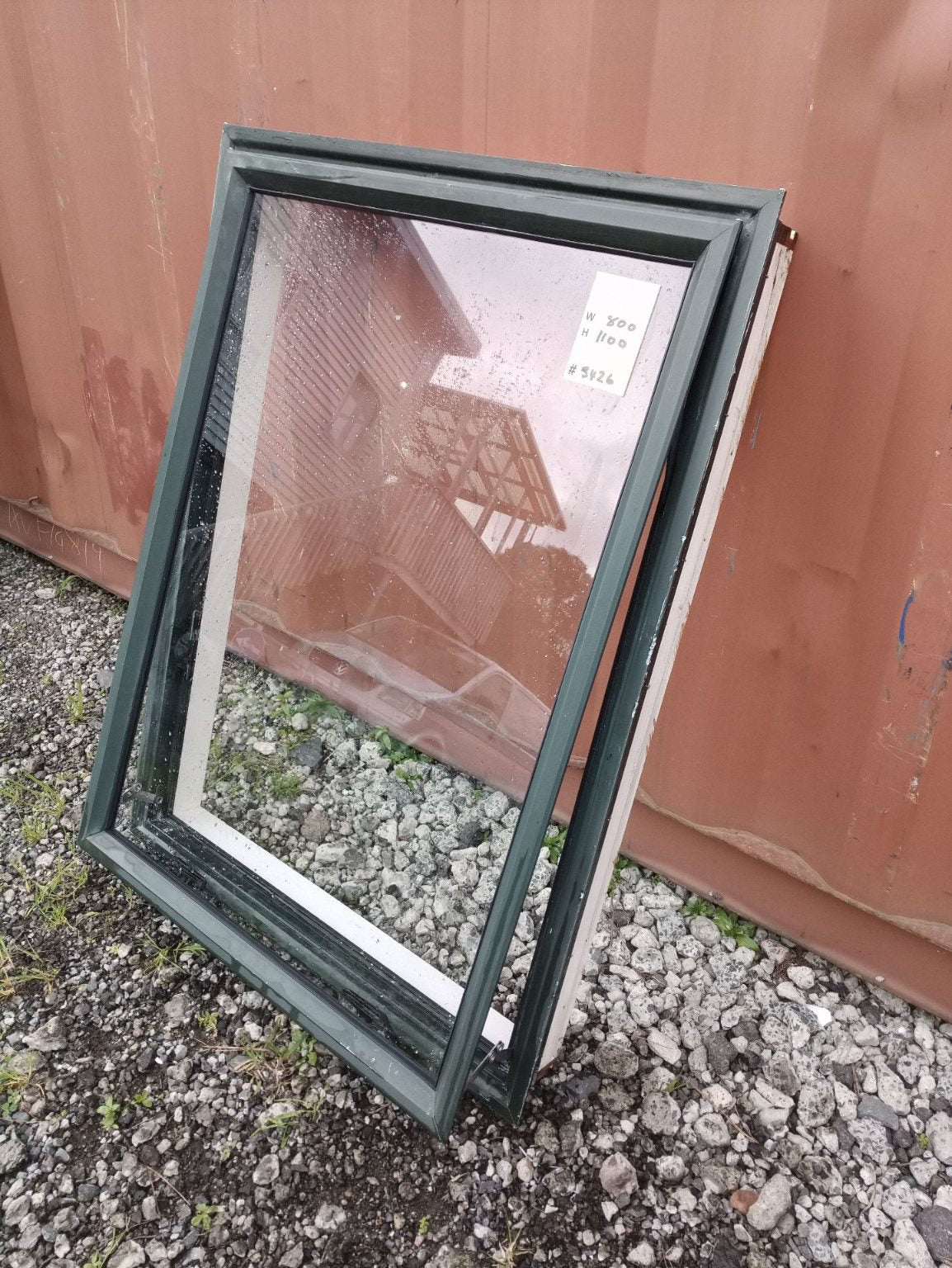 Dark Green Aluminium Window 800 W x 1100 H   [#3426 SF] Joinery Recycle