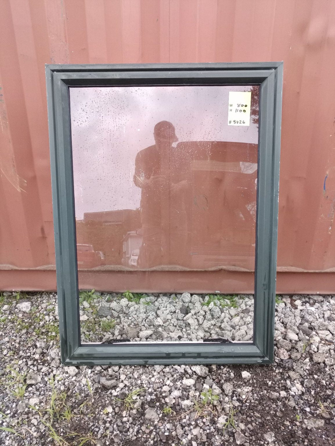 Dark Green Aluminium Window 800 W x 1100 H   [#3426 SF] Joinery Recycle