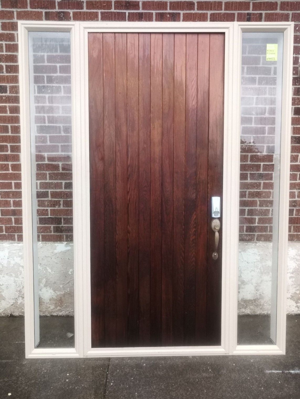 Off White/Beige Wooden Entrance Door with Sidelights 1900 W x 2400 H [#4022] Joinery Recycle