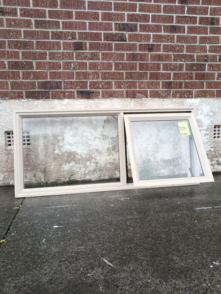 Off White / Beige Aluminum Window 1400 W x 600 H  [#4037] Joinery Recycle