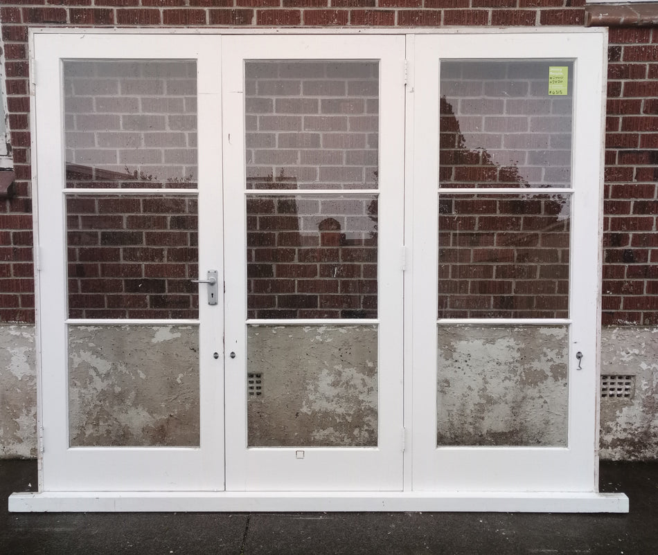 4 Pane Wooden French Door with Side Light   2440 W x 2020 H [#4313 MA] Joinery Recycle