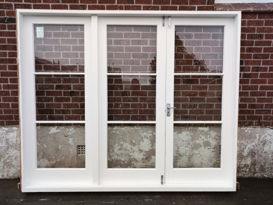 4 Pane Wooden French Door with Side Light   2440 W x 2020 H [#4313 MA] Joinery Recycle